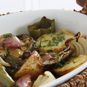 Verduras asadas con aceite de perejil